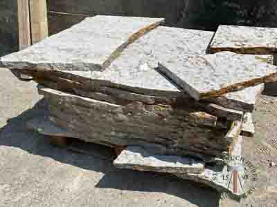 Bodenplatten - Muschelkalk Polygonalplatten gesägt 4 - Bpl-14801-01_03T - Steinbruch Huber